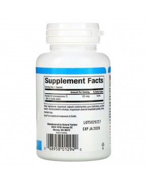 Natural Factors, витамин K2, 100 мкг, 60 вегетарианских капсул